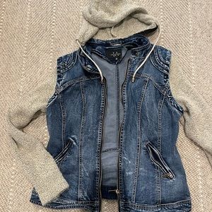 Jean/Sweater Jacket with Gold zippers and buttons